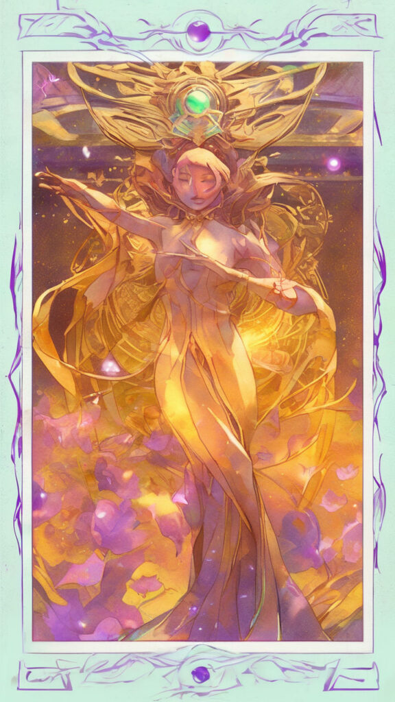 magic tarotcard violet mint green golden magical watercolor highly detailed trending on artst 911087403